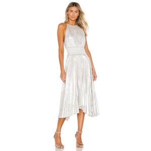 ALC Weston Dress Silver Size 8 Pleated Metallic Revolve